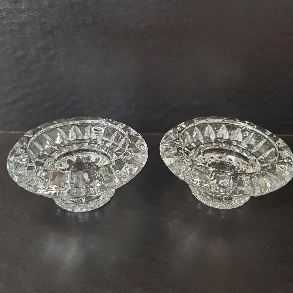 Vintage Set of Clear Cut Glass Candle Holders For Multi-size Candles Malaysia